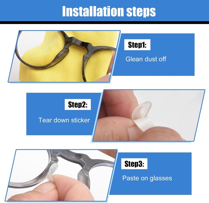 topstart Store 20 pairs Eyeglass Nose Pads for Glasses - 1.0mm Ultra Thin Silicone Anti-Slip Stick On nose pad Replacement adhesive Nosepads for Plastic Frames reading glass Sunglasses - Image 3
